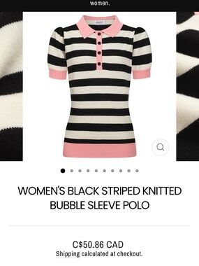 Oxnit Striped Knit Polo with Pink Trim